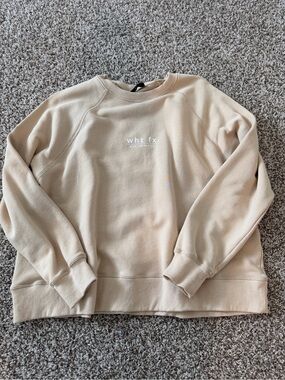 White Fox Boutique Beige Logo Crewneck Sweatshirt